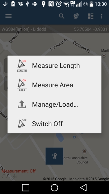 Long Press the Measurement button to enable context menu.