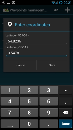 Add waypoint - using coordinates