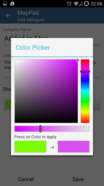 Color picker for points categories