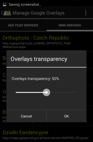 Overlay transparency menu option.