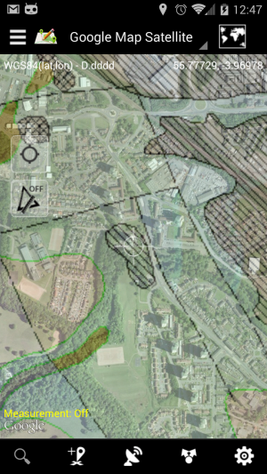 UK geology - 50% transparency on top of Google Satellite map.