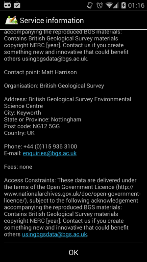 WMS Fees and Access Constraints information.