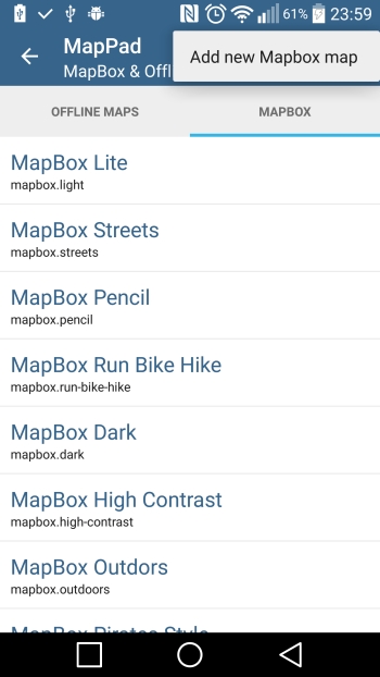 Number of standard Mapbox maps are being displayed when token is properly set in the settings.